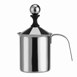 Milk Frother, Stainless Steel Manual Milk Frother Handheld Coffee Milk Frothing Pitchers Milk Creamer Frother Cappuccino Foam Pitcher Double Mesh Latte Coffee Foam Pitcher (400ml/14 oz)