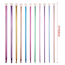 HQdeal Crochet Hook Set, Multicoloured Aluminium Crochet Hook Set, Long Crochet Hook, Tunisian Crochet Hook, Crochet Knitting Needles Kit, Household Tool for Beginners or Professionals, Easy to Carry