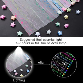 URROMA Star Paper Strips, 420 Pcs Colorful Luminous Origami Lucky Star Paper Strips for Crafts Folding School Teaching DIY Arts Projects Crafting Supplies