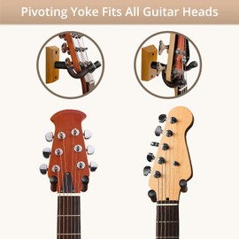 Guitar Wall Mount, Acacia Wood Guitar Hanger, U-Shaped Guitar Wall Hanger Mount, Guitar Holder Hook Stand Wall Mount Guitar Accessories for Acoustic, Electric Guitar, Banjo, Bass, Ukulele