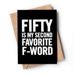 Funny 50th Birthday Card for men or women with envelope | Joke card for someone who is turning fifty years old | Original and unique present idea for family, friends or a co-worker.