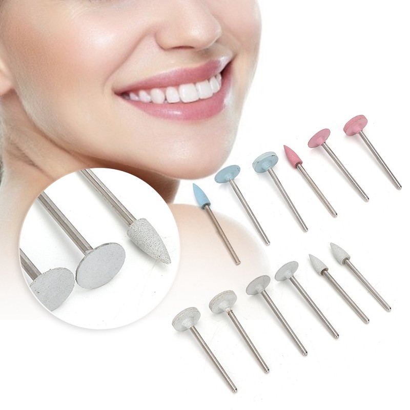 12Pcs/Set Dental Polisher Drill Grinding Head Kit Porcelain Teeth Tool
