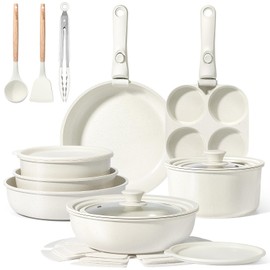 GiPP Ceramic Pots and Pans Set Non Stick, Nonstick Detachable Handle Cookware Sets, Healthy Non Toxic PFAS PFOA & PTFE Free, Dishwasher ＆Oven Safe, Induction Kitchen Pot and Pan, 21 Piece Cream