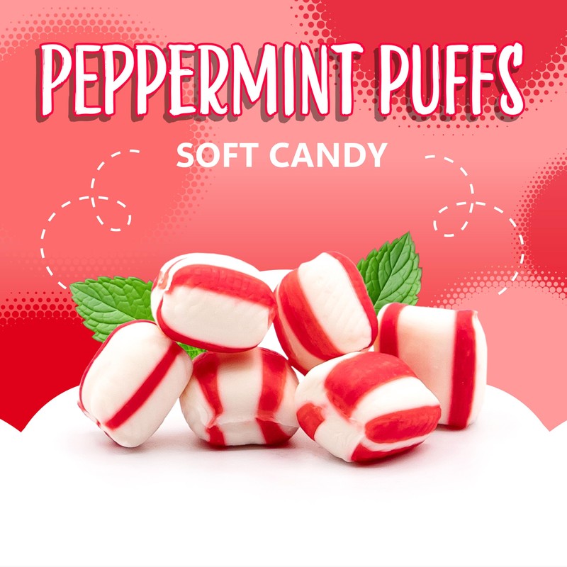 Peppermint Puffs Candy | 2-Pound Bag | Refreshing Mints, Individually