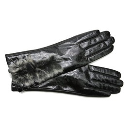 Rabbit Fur Design Leather Gloves