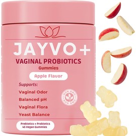JAYVO Vaginal Probiotic - Supports Vaginal pH Balance, Odor & Yeast Control–Vegan, Gluten-Free, Non-GMO – Daily Supplement for Feminine Hygiene & UTI Prevention (Gummies, Apple)