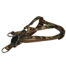 XSmall Green Camouflage Dog Harness: 1/2" Wide, Adjusts 8-16" - Made in USA.