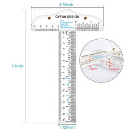BAOFALI 6 Inches/15cm Acrylic Clear T-Square Ruler, inches and Metric, T Square Ruler, Transparent, T Ruler, for Crafting Drafting and General Layout Work Art Framing & Drafting Scrapbooking Crafting