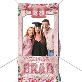 Graduation Photo Booth Frame 2025 Graduation Photo Booth Props Congrats Grad Photo Props Grad Picture Props Class of 2025 Photo Props Congrats Grad Banner (Pink)