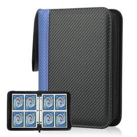 Deoyibu Trading Card Album for 440 Cards, Scrapbook with 4 Compartments, 55 Pages for Card Organiser, Card Binder Made of PU, for Sports Cards, MTG, TCG, Yugioh Cards etc. Blue