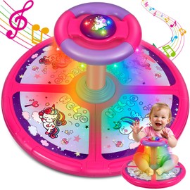 Unicorn Sit and Spin Toys for Toddlers 3 4 5 6 Years Old, Bigger Size, Christmas Birthday Gift for Kids Boys Girls with Music & LED Lights, 360°Spinning Seat Sensory Toys