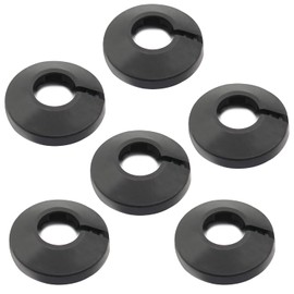 MroMax Fit 0.79" Outer Diameter Flange Water Pipe Cover Decoration Black Pipe Cover Radiator PP Plastic 20mm Escutcheon Pipe Collar for Wall Pipe Tube Decoration 6Pcs