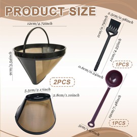 Kaffeefilter wiederverwendbar aus Edelstahl + 2 Filter + Kaffeelöffel + Reinigungsbürste + Kompatibel mit Kaffeebereiter