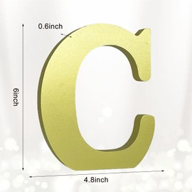 AOCEAN 6 Inch Golden Wood Letters Unfinished Wooden Letters for Wall Decor Decorative Standing Letters Slices Sign Board for Crafts Christmas Decoration Home Party Projects (C)