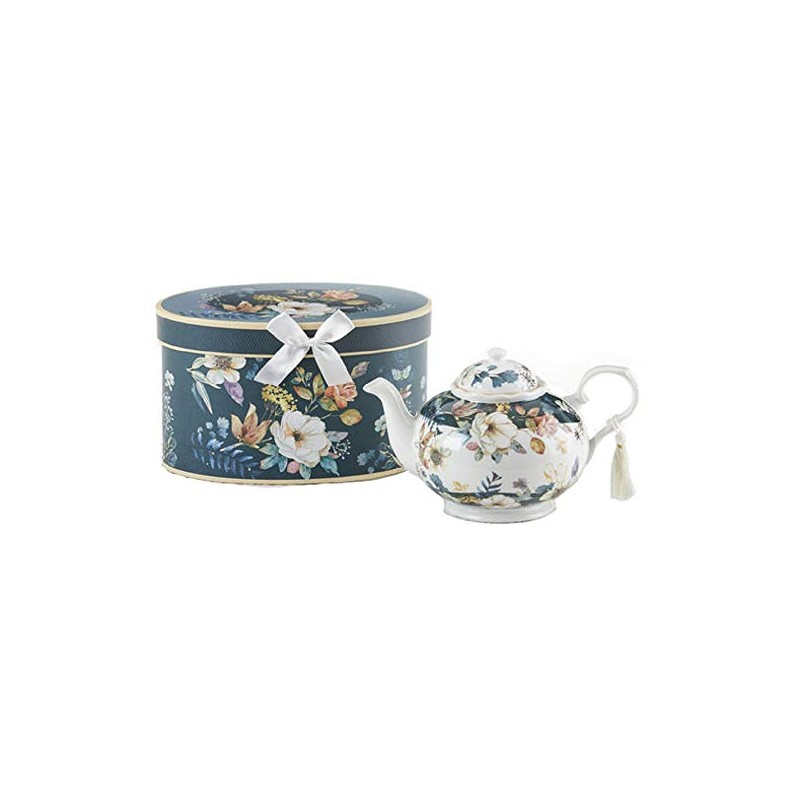 9.5 x 5.6" Porcelain Tea Pot, English Camellia
