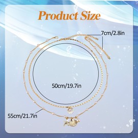 Shell Necklace Chain Bohemian Puka Starfish Imitation Pearl Layered Necklace Set Ocean Style Alloy Metal Beach Necklace Woman Summer Holiday Surfer Seashell Necklaces Jewelry Long Chain Necklaces
