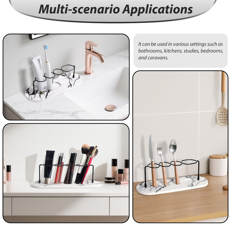 Volminex Toothbrush Holders for Bathrooms, Drying Stone Toothbrush Holder, Diatomite