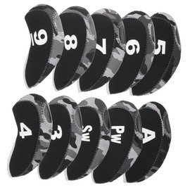 Kisangel 10pcs Golf Club Headcovers Magnetic Putter Covers Neoprene Golfing Supplies Rod Protector