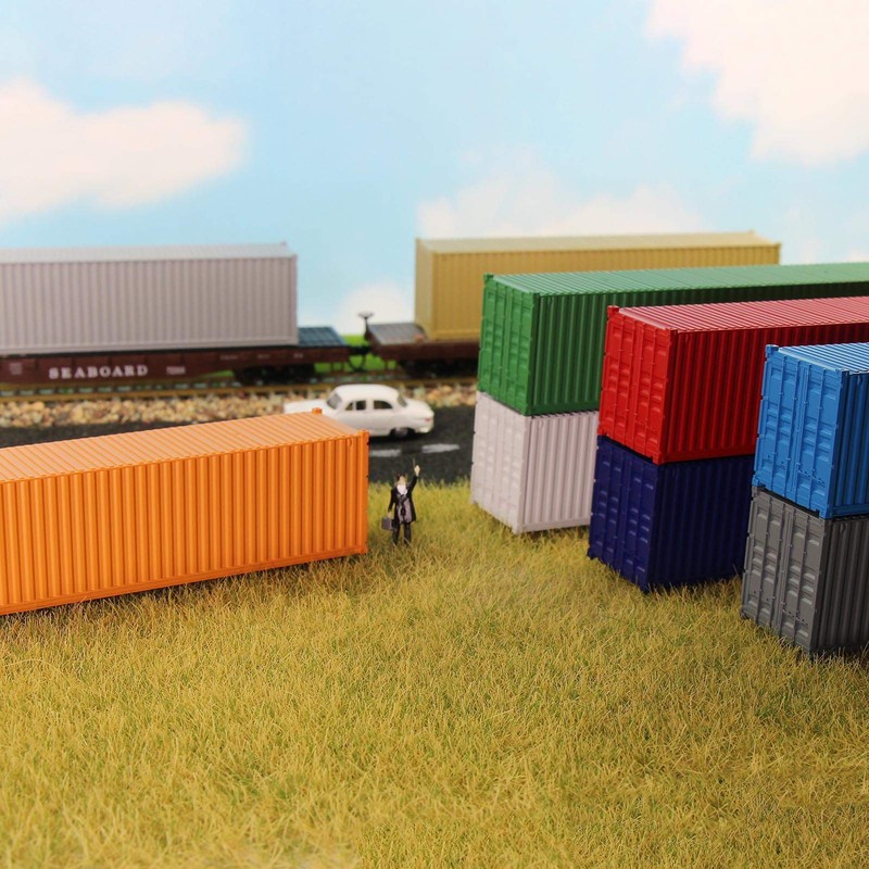 Evemodel 3pcs HO Scale 40ft 1:87 Deep Blue Shipping Container