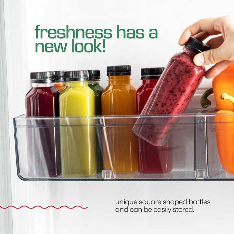DECADORN 12 oz Plastic Juice Bottles With Caps - 6