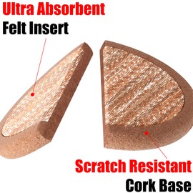 ZINCCO Drink Coasters, Absorbent Coaster (6 Pack), Cork Felt Coasters, Round, Orange