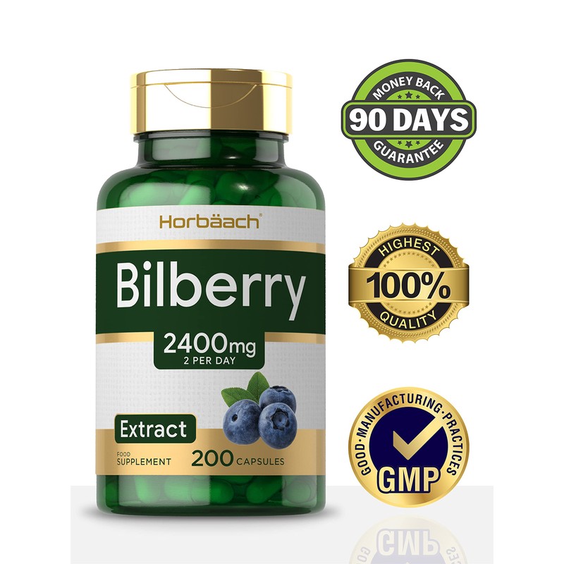 Bilberry Extract Capsules | 2400mg | 200 Count | Vegan