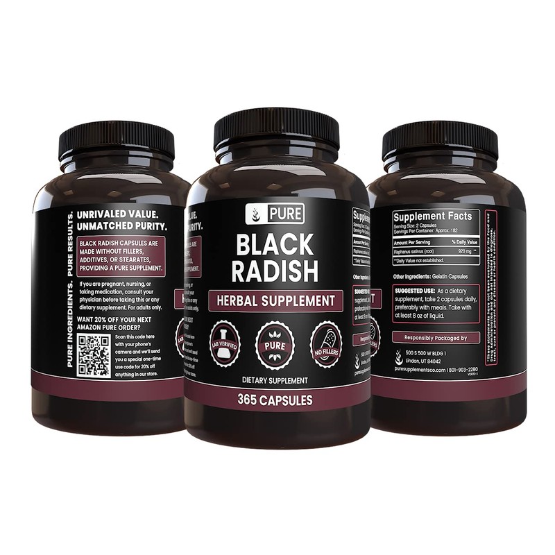 Pure Original Ingredients Black Radish (365 Capsules) No Magnesium Or