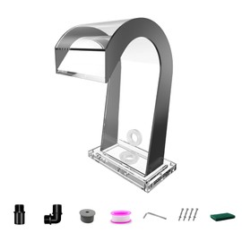 S-Shape Waterfall Spillway Ground Pool Fountain, LONGRUNNEW Transparent Acrylic Outdoor Water Feature 14.09" x 9.57" x 10.04" for Garden Decor, Landscape Accents & Patio Pond Water Feature-Small