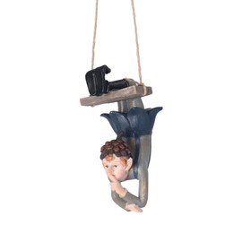 Hanging Elf Garden Statue, Resin Swing Garden Animals, Inverted Elf Garden Statue, Inverted Cute Swing, Forest Fairy Figurine for Garden Backyard Decoration