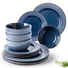 GBHOME Ceramic Dinnerware Sets, 12 Piece Embossed Elegant Stoneware Plates