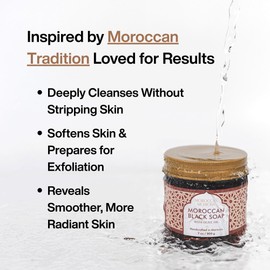Moroccan Black Soap with Olive Oil, Hammam Exfoliating Natural Black Beldi Soap, Moroccan Body Scrub, Traditional Savon Noir (7 oz)