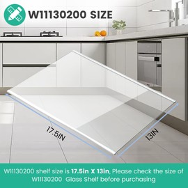 Puzau| WRS571CIHZ04 W11130200 Refrigerator Shelf, W11130200 Shelf Size 17.5" X 13", W11130200 Glass Shelf fit for Whirlpool WRS571CIHZ04 Refrigerator shelf, WRS571CIHZ01 shelf, WRS571CIHW04 shelf
