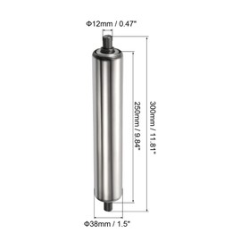 PATIKIL Delivery Roller 1.5" Diameter 10" Length Stainless Steel Gravity Gear Replacement Part Galvanised End Silver