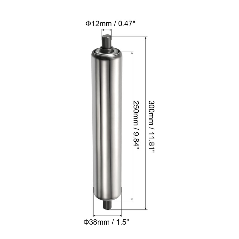 PATIKIL Delivery Roller 1.5" Diameter 10" Length Stainless Steel Gravity