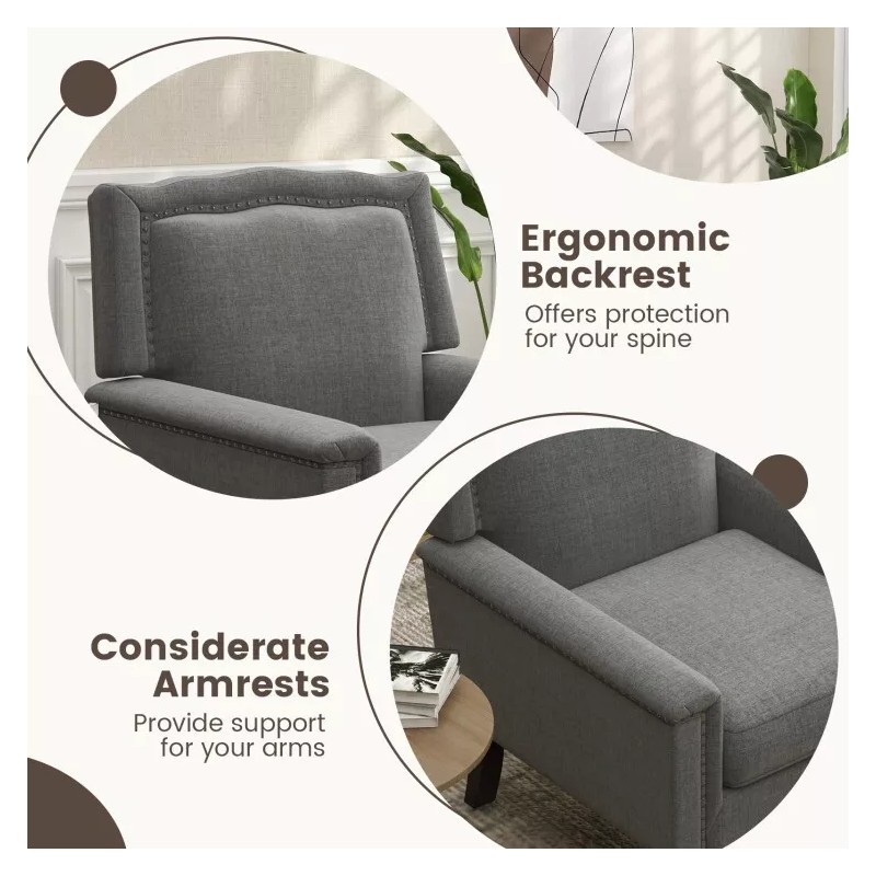 COSTWAY Modern Armchair Upholstered Living Room Chair w/Ergonomic Backrest and