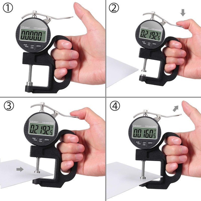 Neoteck Digital Thickness Gauge 1 inch/25.4mm, 0.00005"/ 0.001mm, Thickness Meter