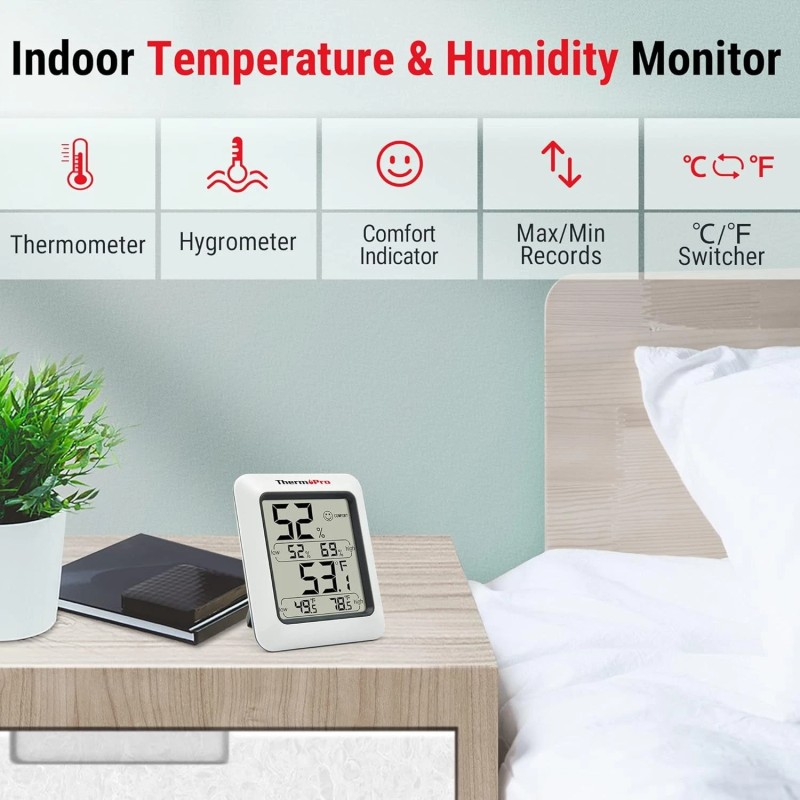 ThermoPro TP50 Digital Hygrometer Indoor Thermometer Room Thermometer