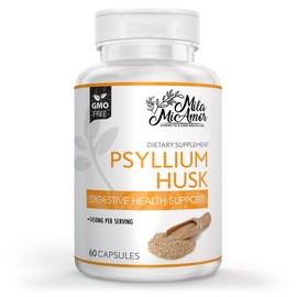 Psyllium Husk Capsules – Non-GMO Digestive & Colon Support Supplement for Gut Health, Regularity, Detox & Digestive Wellness – 60 Capsules