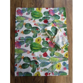 Set of 3 Tea Towels Cactus Design 100% Cotton Made in Italy