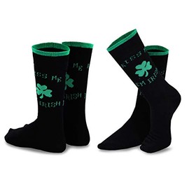 TeeHee St. Patricks Day Woman and Man Couple Cotton Crew Socks 2-Pack (Kiss Me)