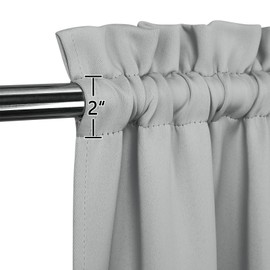 LinTimes Blackout Short Curtains 24 Inches Long for Bathroom Set 2 Panels Rod Pocket Cafe Tier Curtains Light Blocking Blackout Room Darkening Camper Curtains for Small Windows Kitchen Light Grey Wine