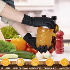 Guantes de Nitrilo Desechables 100 Piezas, Guantes de Nitrilo Para Cocina Negros Extra Resistentes Excelente, Libres de Latex con Libre de Vinilo, Guantes de Nitrilo para Manipulación de Alimentos (M)
