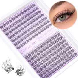 Clear Band Lash Clusters Wispy Short C Curl Eyelash Clusters 10-11mm Individual Eyelashes Natural Cluster Eyelash Extensions Natural Looking Cluster Lashes by Geeneiya(Clear Band,10-11MM)