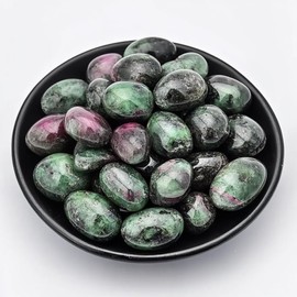 SigMntun Ruby Zoisite Healing Crystal Stone Set - Natural & Polished Stones for Healing, Meditation, Reiki, Chakra, Crafting & Decoration (0.6 inches)