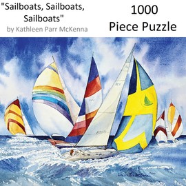 Hart Puzzles Sailboats, Sailboats, Sailboats by Kathleen Parr McKenna, 24 x 30 1000 Piece Puzzle
