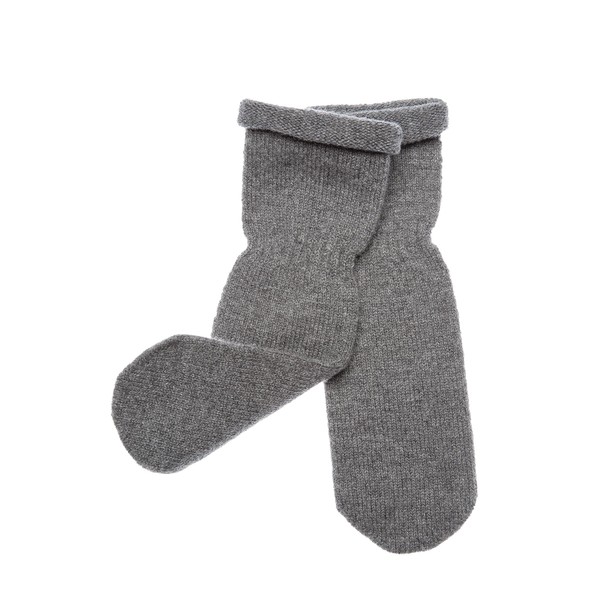KNITAS Chaussettes tricotées en mérinos et cachemire pour bébés, tout-petits, chaussettes chaudes tricotées pour bébés de 0 à 6 mois, premières chaussettes pour bébés sans talon fixe de couleur grise