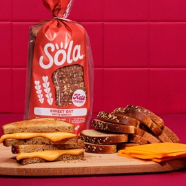 Sola Keto Bread, Sweet Oat - Delicious Non-GMO, No Added Sugar, Low Calorie Bread Loaf with 1g Net Carbs (Pack of 4)