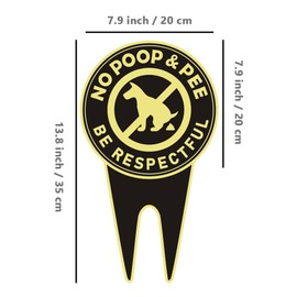 2 Pack No Dog Poop Signs for Yard - Double Sided Aluminum No Pooping Sign with Stake 13.8" x 7.9" - Be Respectful, No Dog Poop and Pee Stop Dogs from Pooping/Peeing On Your Lawn/Garden