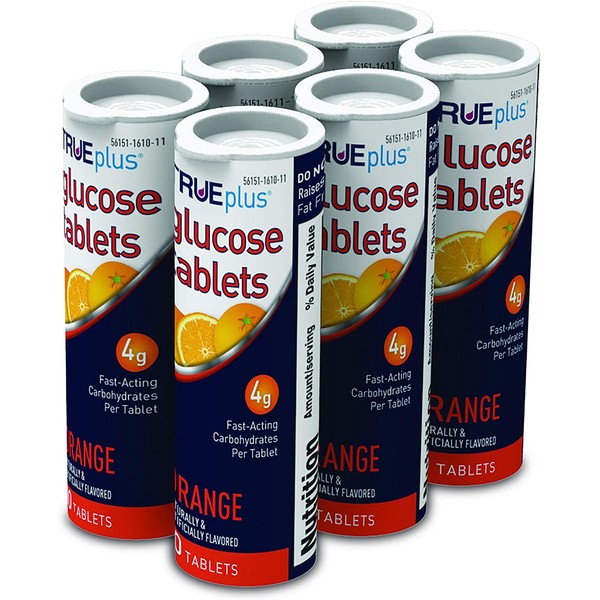 TRUEplus® Glucose Tablets, Orange Flavor - 6X 10ct Tubes