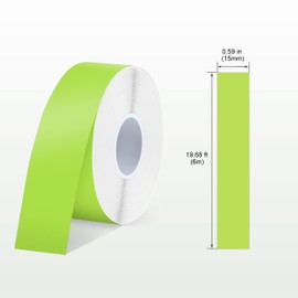 SUPVAN Thermal Label Tape, E10/16 Labels, Continuous Label Tape, 15 mm x 6 m, Waterproof Labels, Suitable for Home, Office, School (Green)